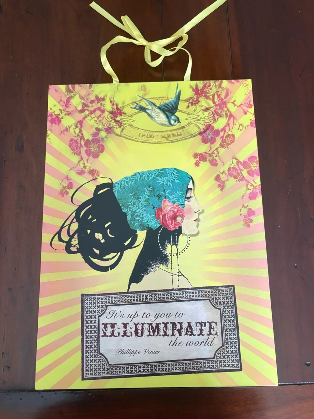 Illuminate the World Art Print with Turquoise Scarf and Pink Rose
